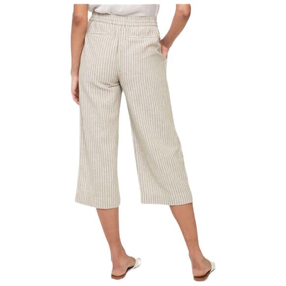 Beach Lunch Lounge Pants Womens XL Linen Margot Pull On Striped Cropped Brown - Picture 12 of 12